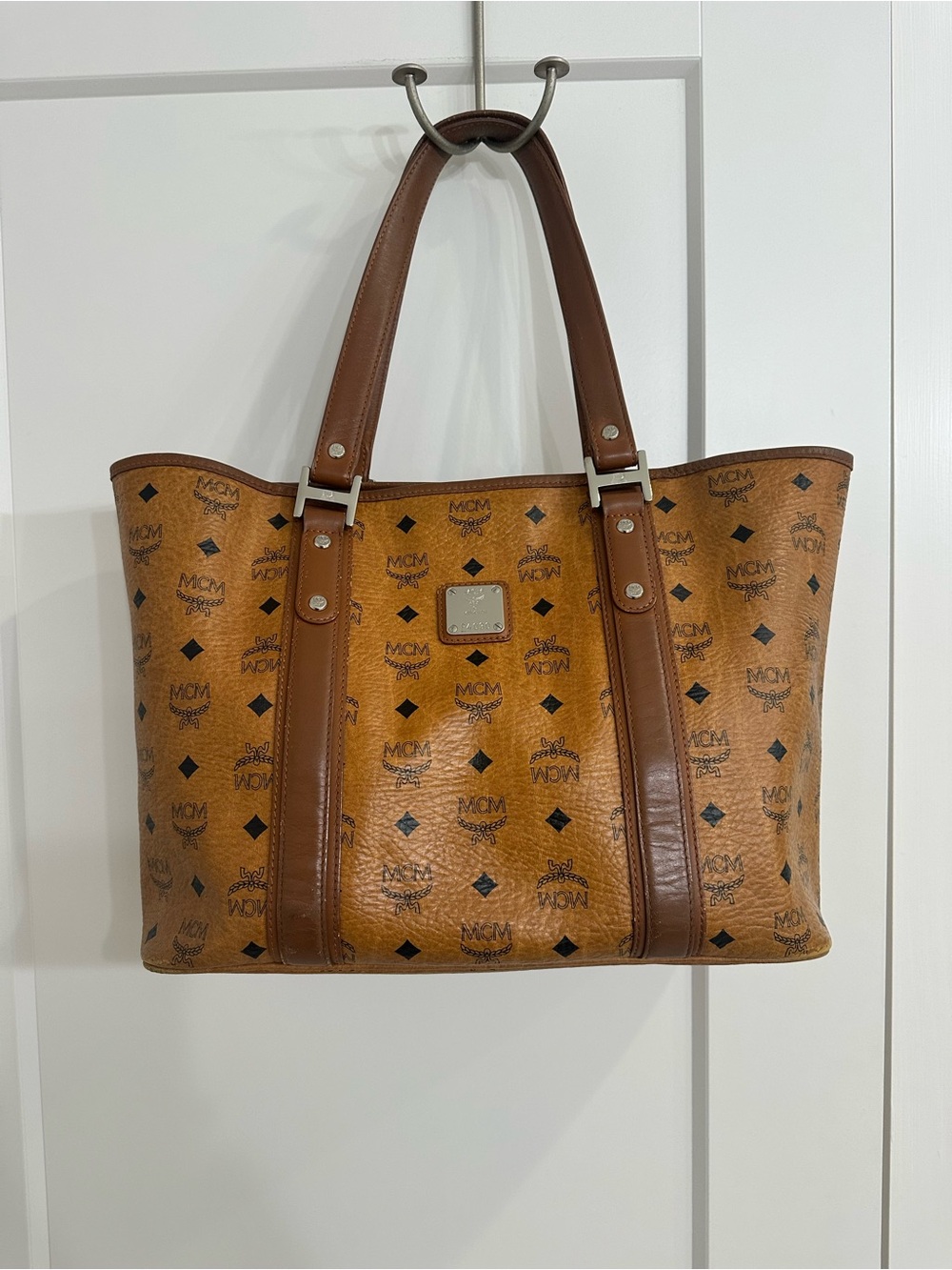 MCM Cognac/Brown Visetos Logo Tote